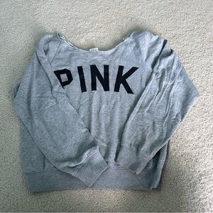 Gray off the shoulder vspink sweater